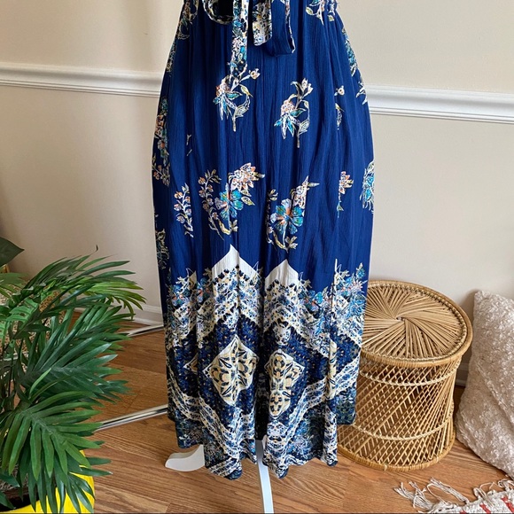 Free People Blue Boho Cut Out Cropped Jumpsuit XS - Picture 3 of 14